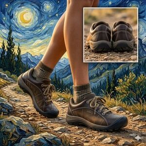 KEEN Presidio Brown Leather Walking Shoes Womens 7 Low Top Sneakers 1011401